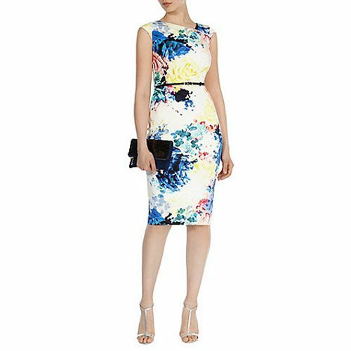 COAST ALBA SCUBA FLORAL DRESS HAS SLIGHT STRETCH BELT SIZE 12 BNWT