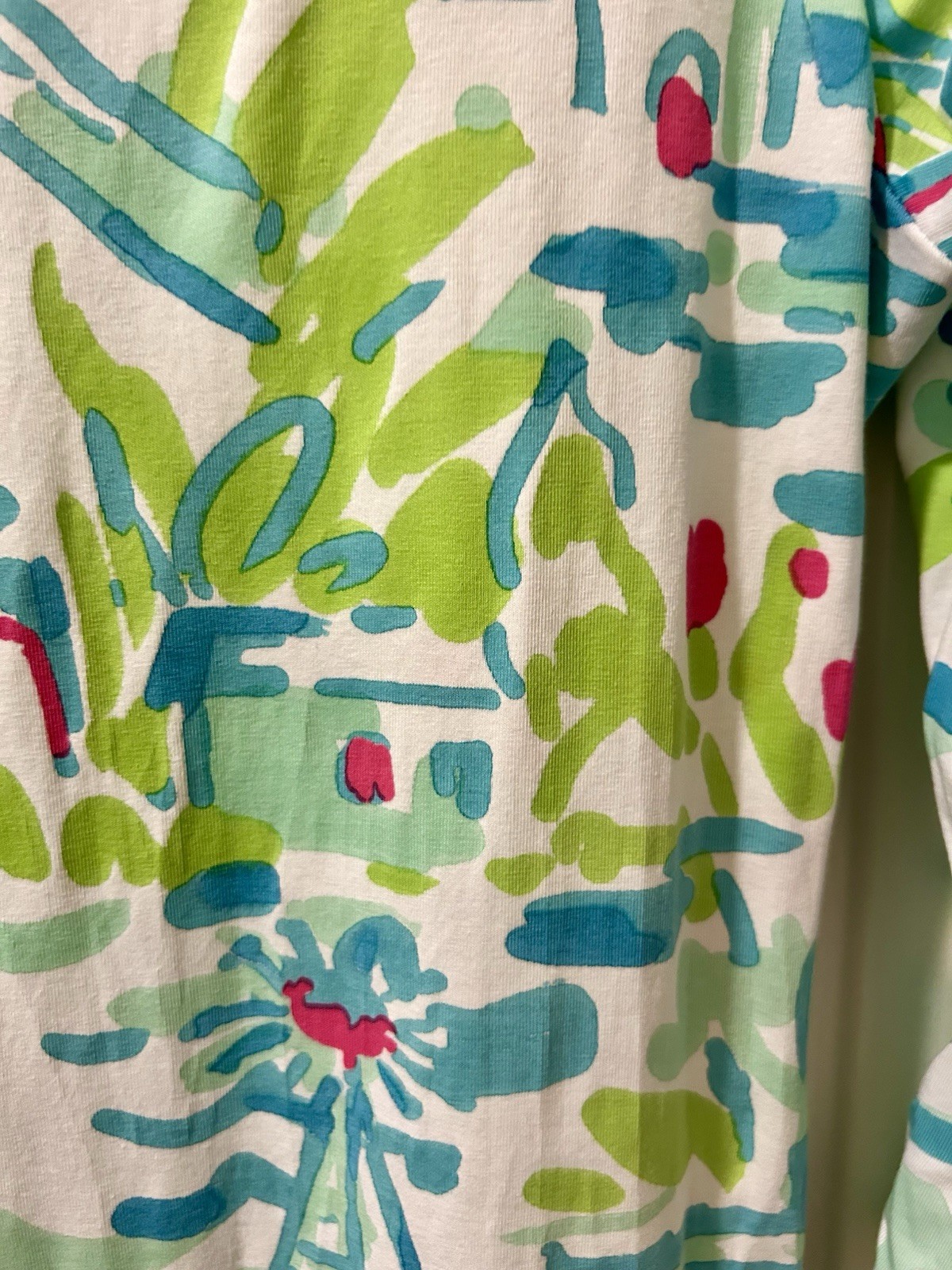 BARBARA GERWIT White Aqua Blue Green Pink Dress S Summer Holland Windmill Tulips