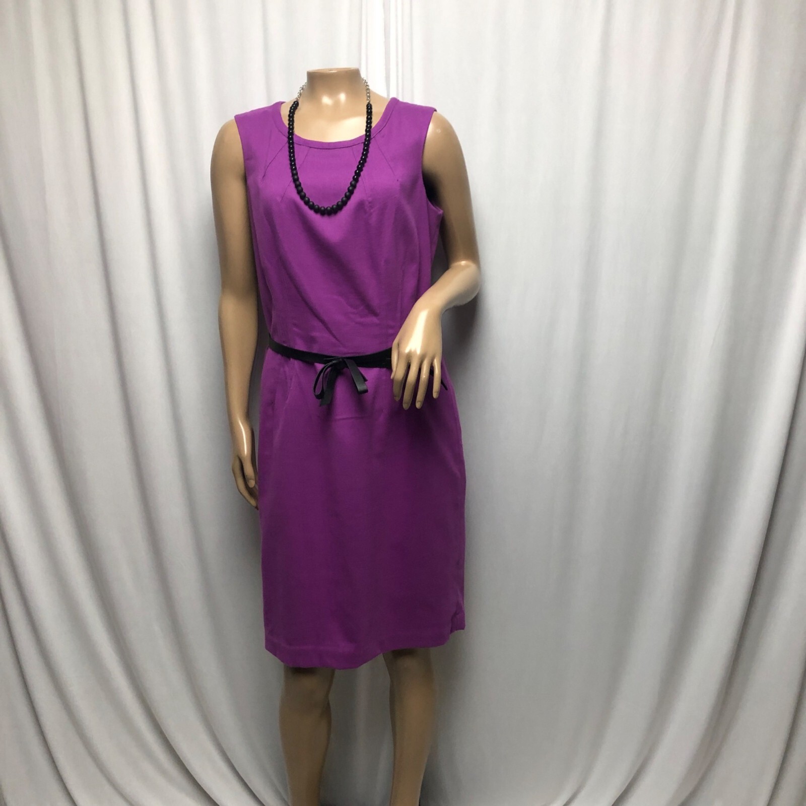 Worthington Dress Womens Size 10 Purple Sleeveless Belted Sheath Office Classic
