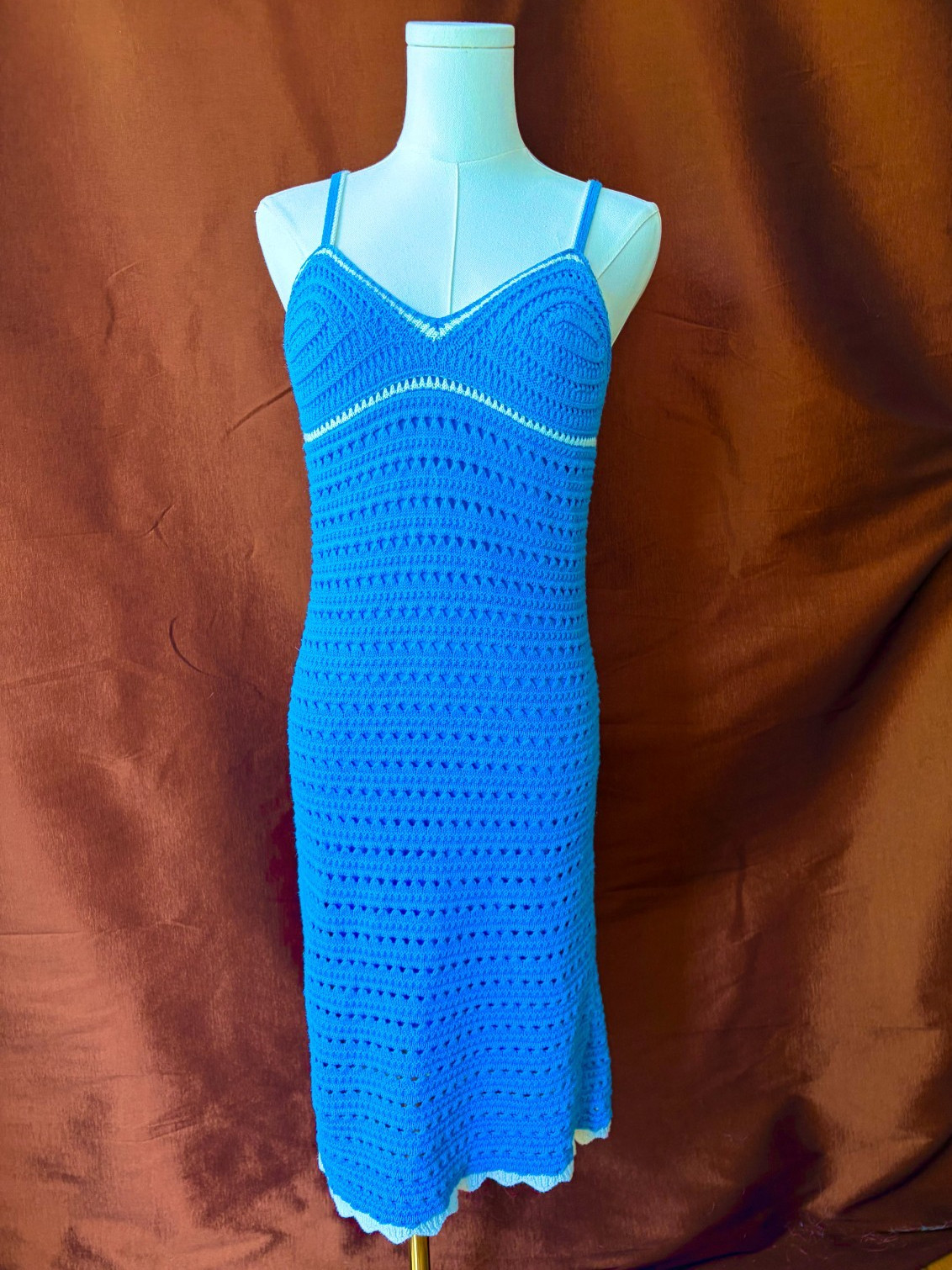 Willow and Wind, crochet dress, royal blue , size M, summer ready