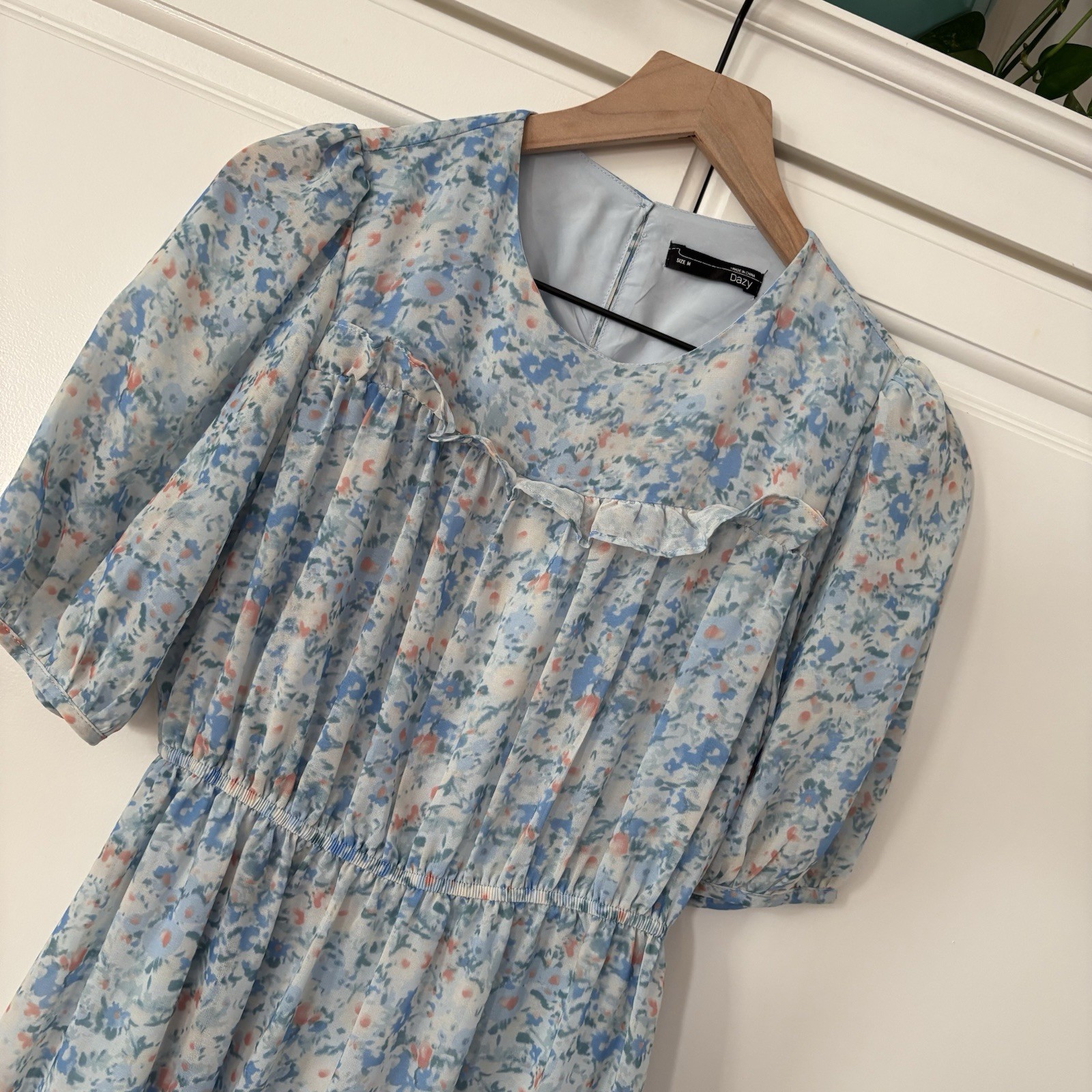 Dazy Medium Blue Floral Ruffle Dress