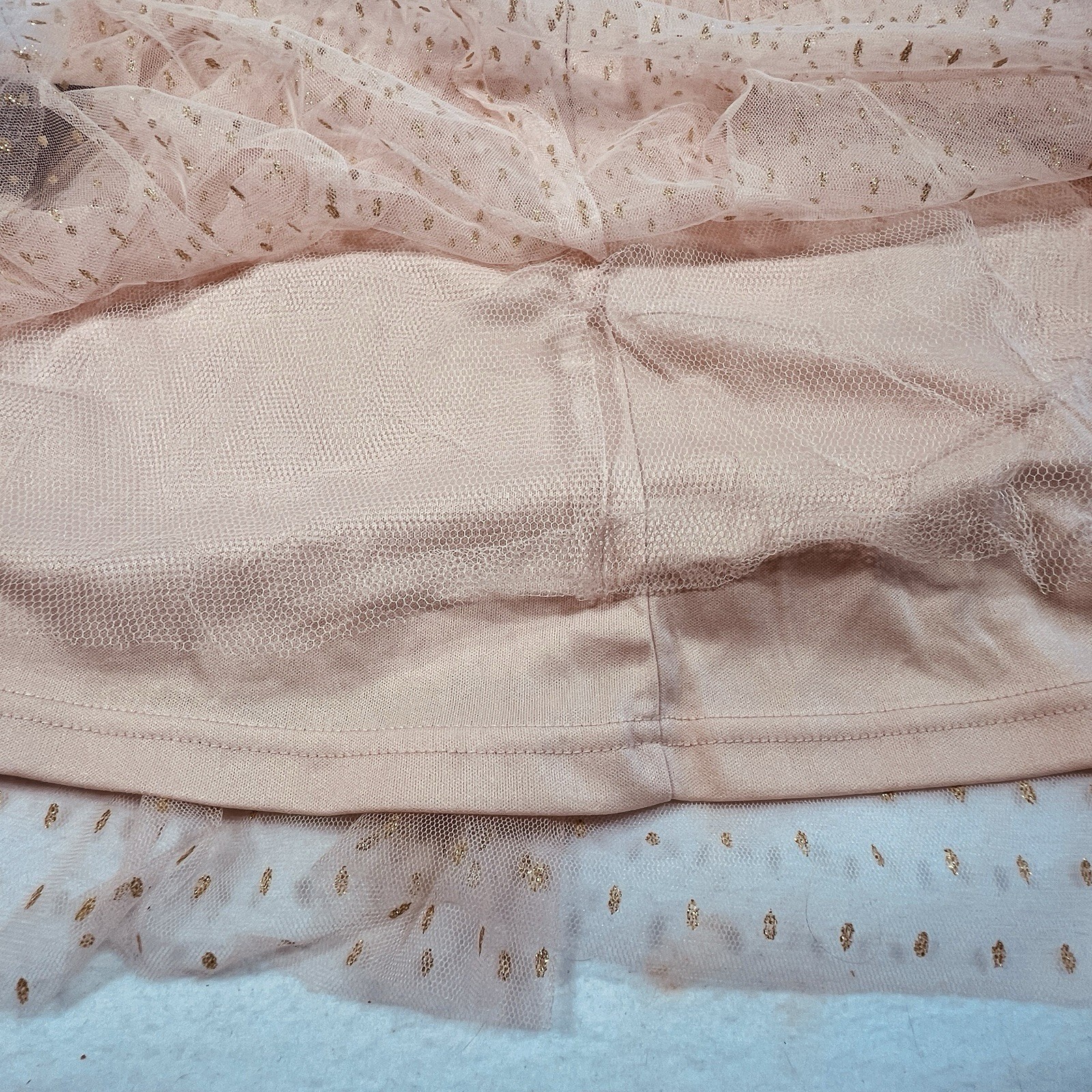 Lulus Strapless Mini Dress Womens Large Pink Gold Metallic Polka Dot Tulle New