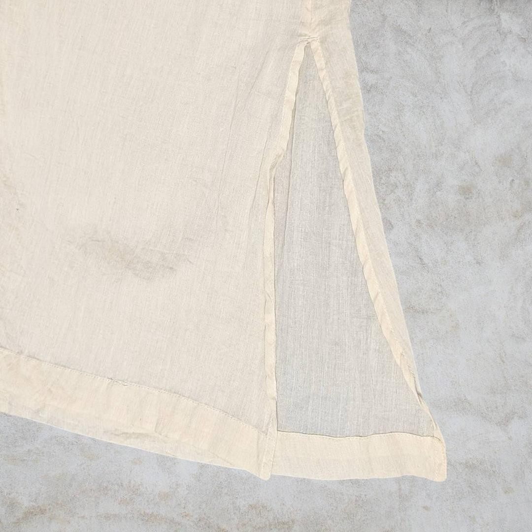 relume Journal Standard Long Dress Beige Belted No Collar Gather Cotton Size 38