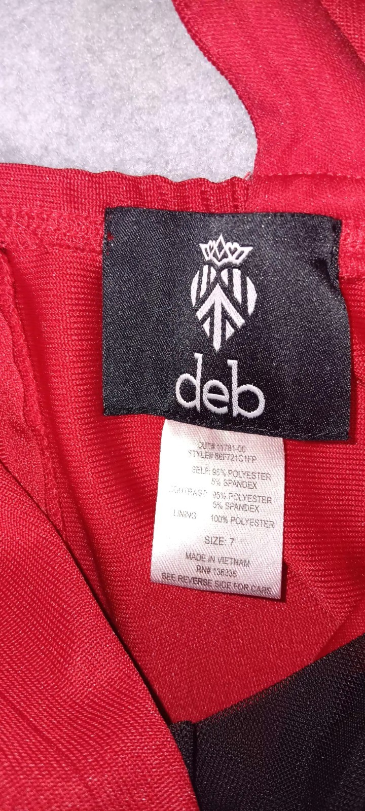 NWT! Deb Mini Slip Dress Womens Size 7 Red Mesh Vneck Button Zip Up Formal…