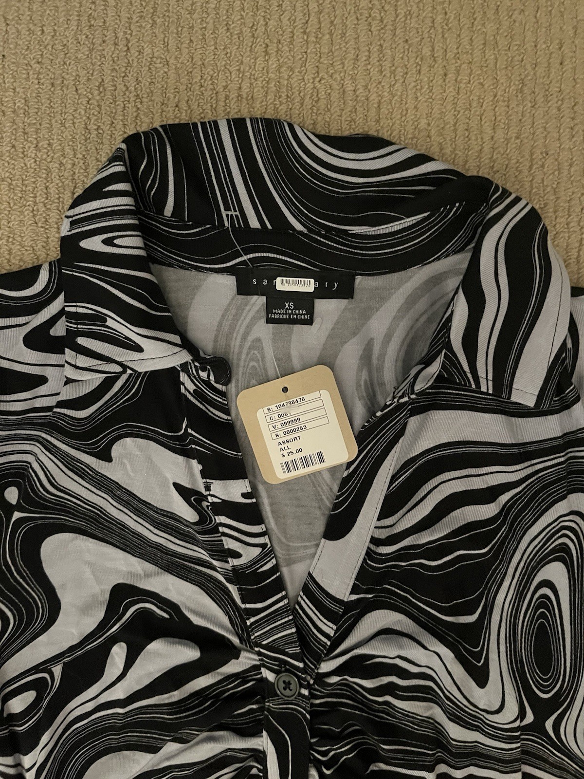 Sanctuary Daydream Fitted Mini Dress XS Ruched Bodycon Liquid Marble Print NWT