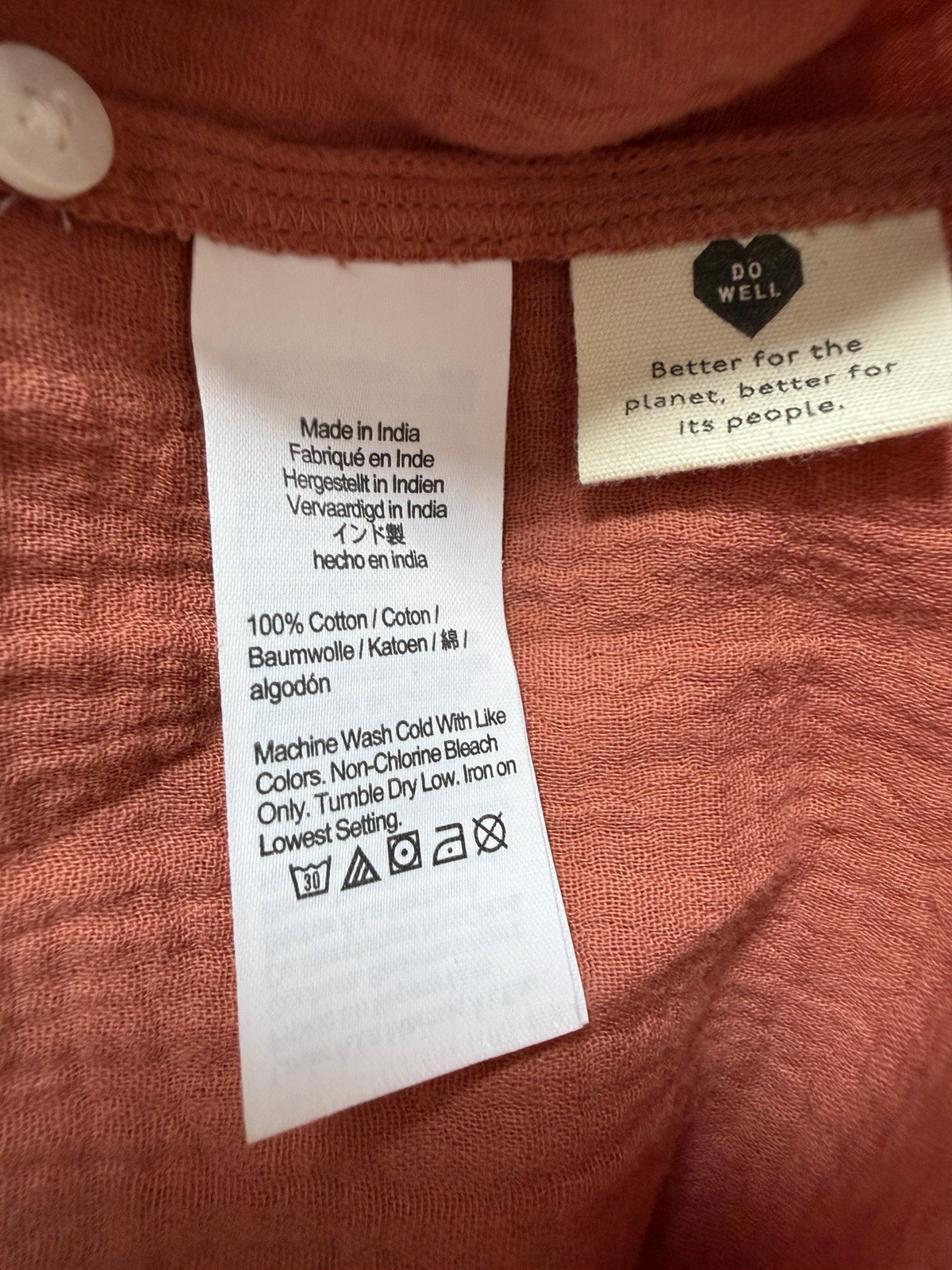 Madewell Lightspun Cuff Sleeve Button Up Tiered Mini Dress Size M Orange Summer