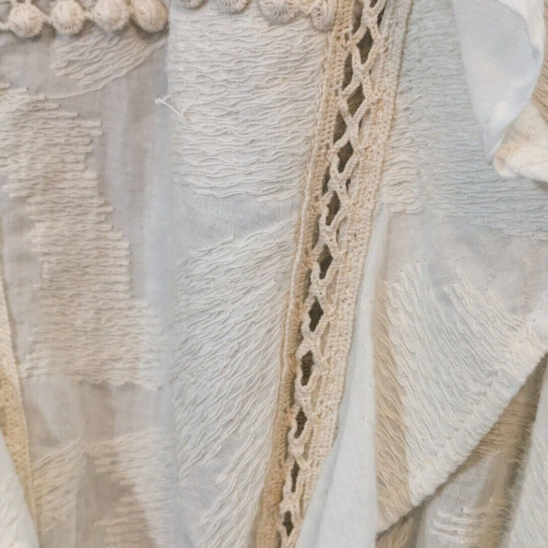 Devotion Twins Nice Ecru Cream Long Sleeve Mini Dress Ivory Size Small Boho $379