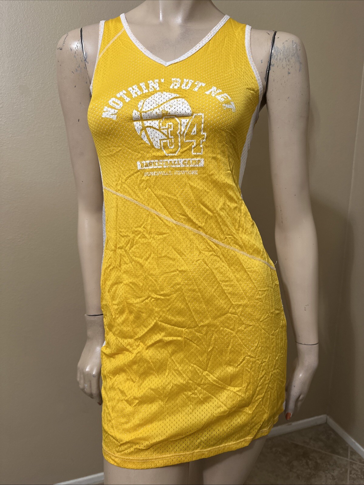Women’s Yellow Polyester Casual Summer Stretch Slim Lined Size S Dress Sundress