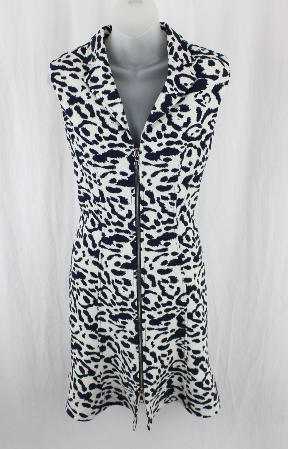 Christian Dior Women’s Black White Animal Print Full Zip Sleeveless Dress 42 6