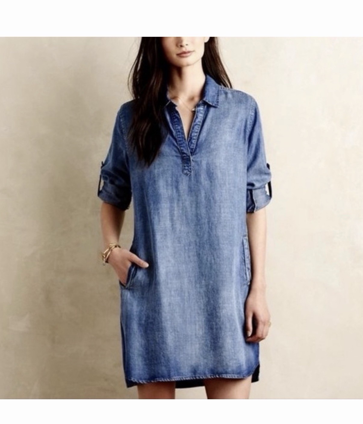 Anthropologie Cloth And Stone Demin Dress Size Large