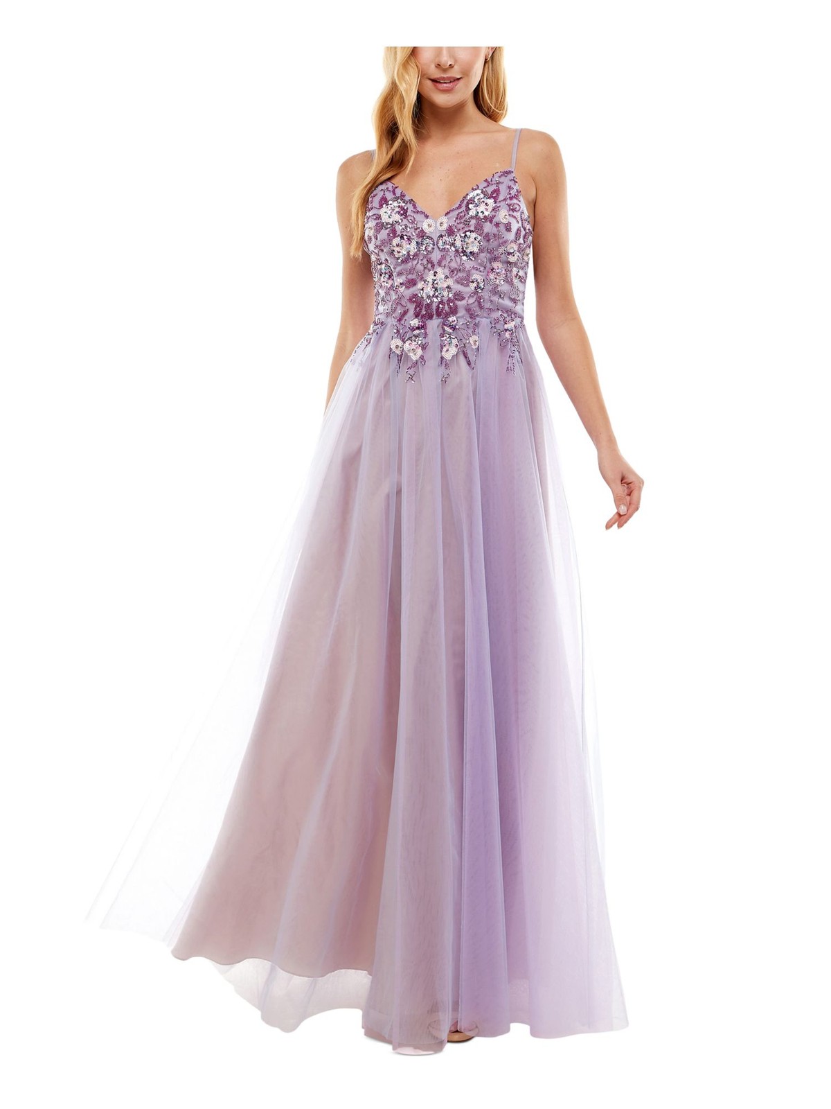 SAY YES TO THE Womens Dress Purple Adjustable Straps Lined Juniors 1