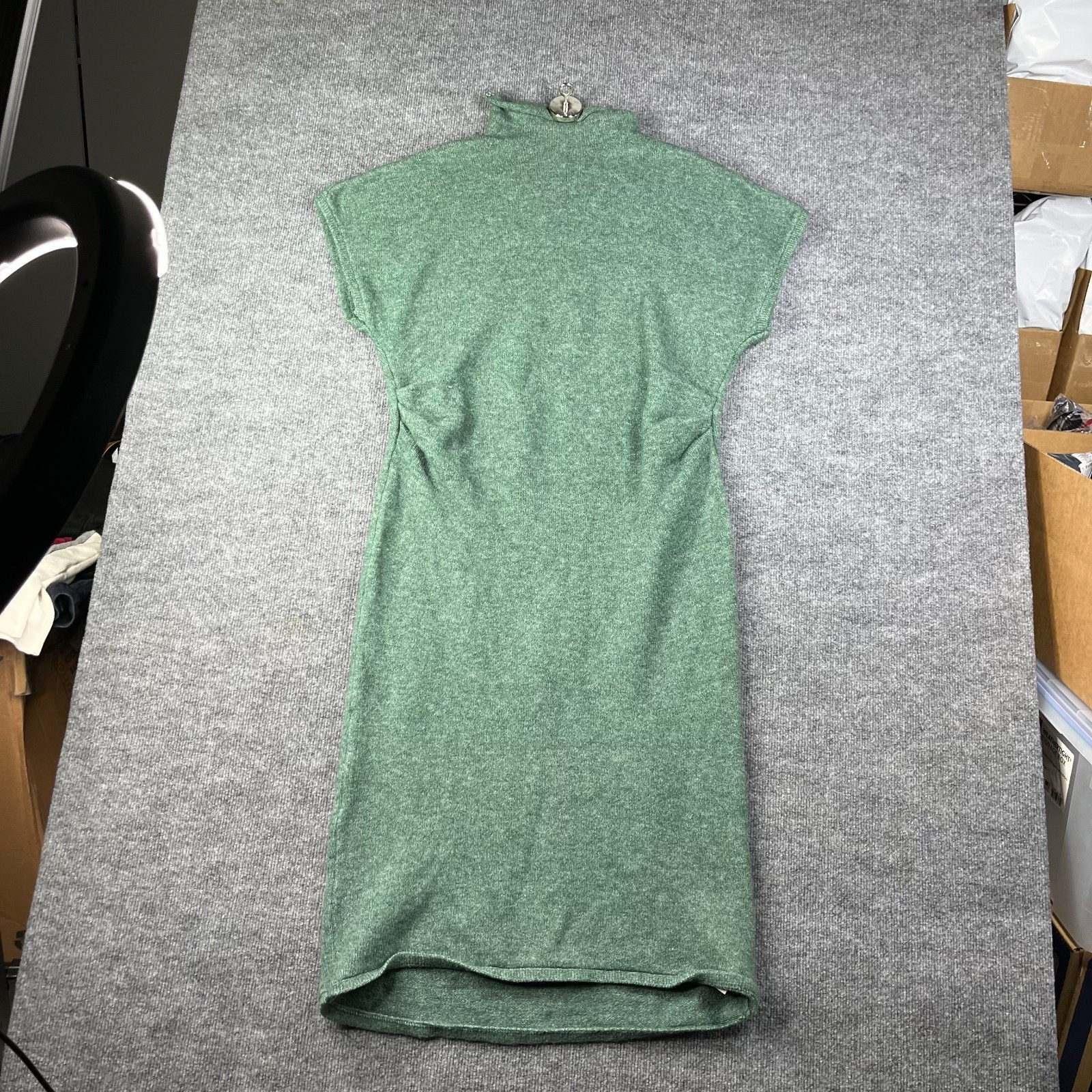 Eloquii Short Sleeve Sweater Dress Green Funnel Neck Pleated Waist Slim – 14/16