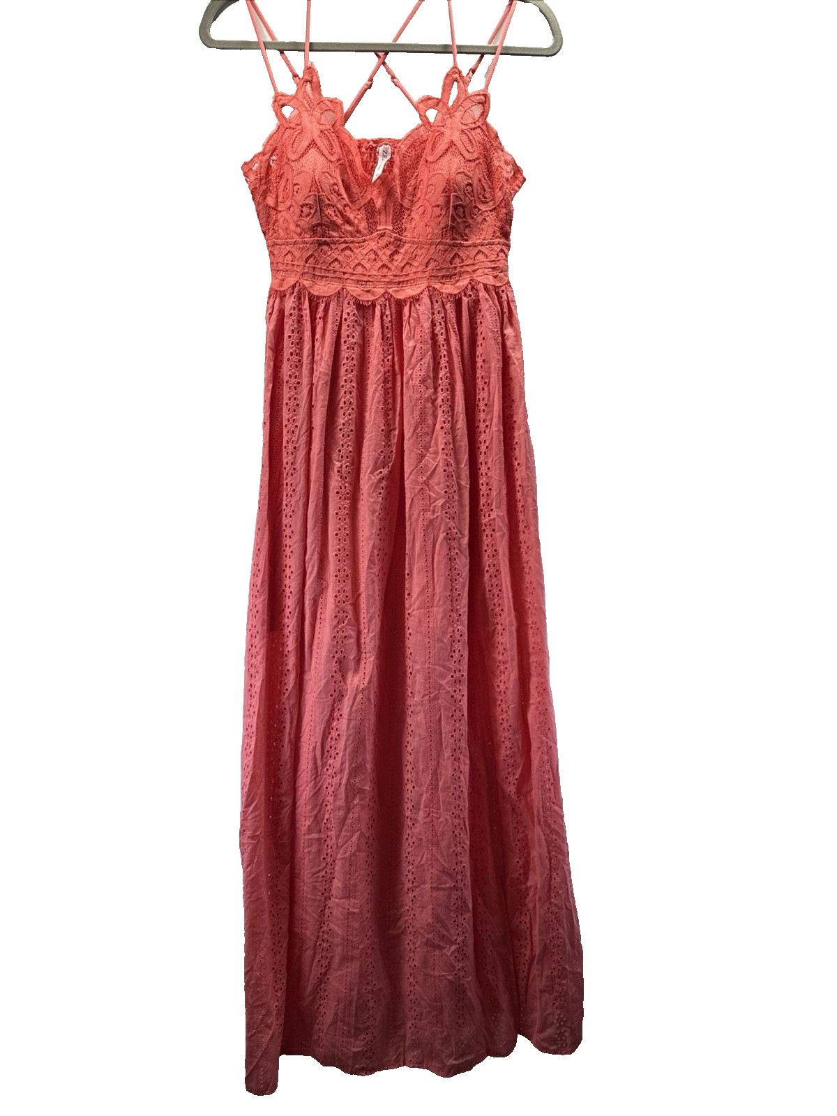Zenana Womens Maxi Dress XL Orange Babydoll Feminine Soft Lined Romantic Strappy