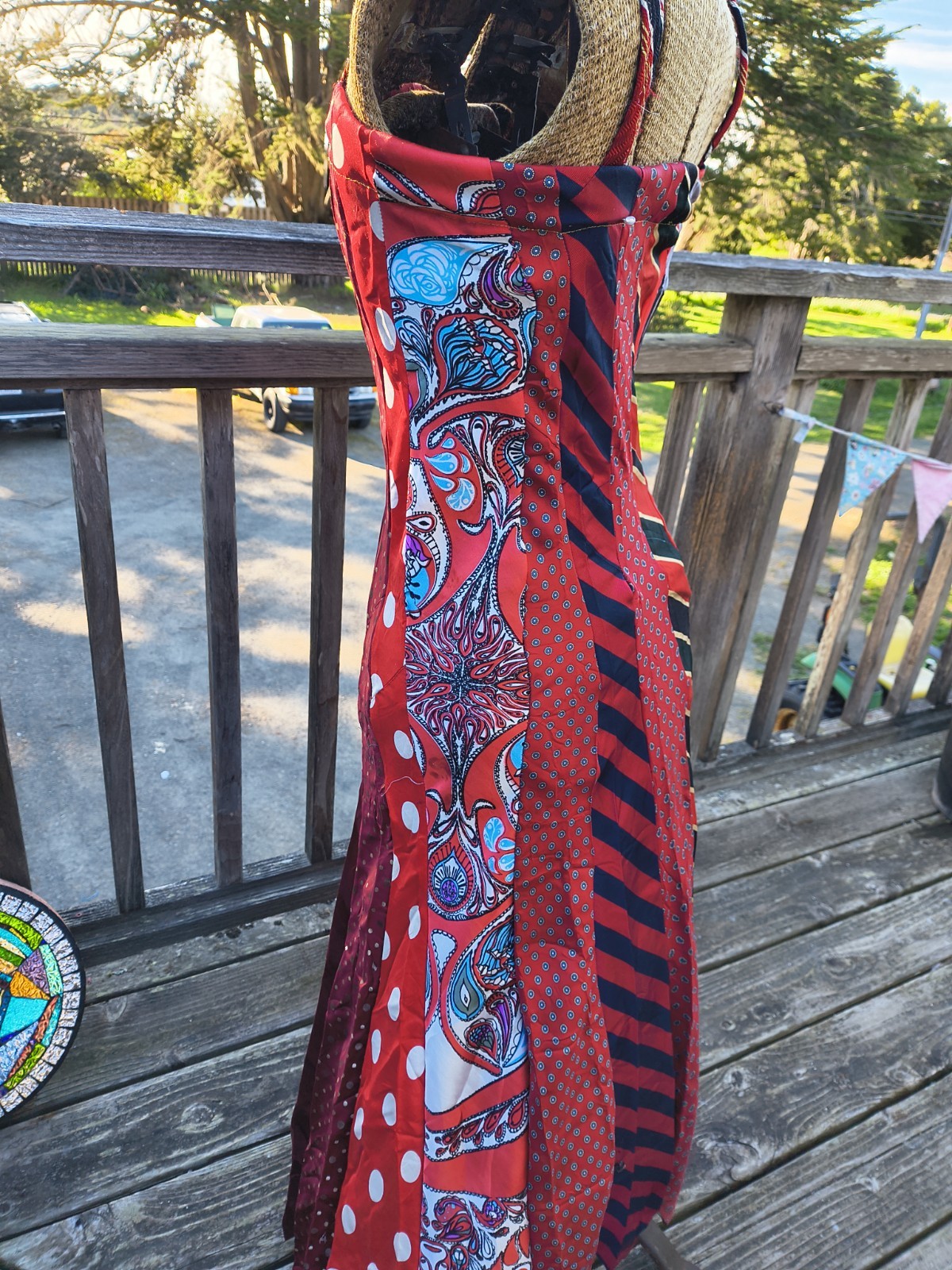 Handmade ECLECTIC UPCYCLED Necktie Sun Dress. RED THEME necktie Collection