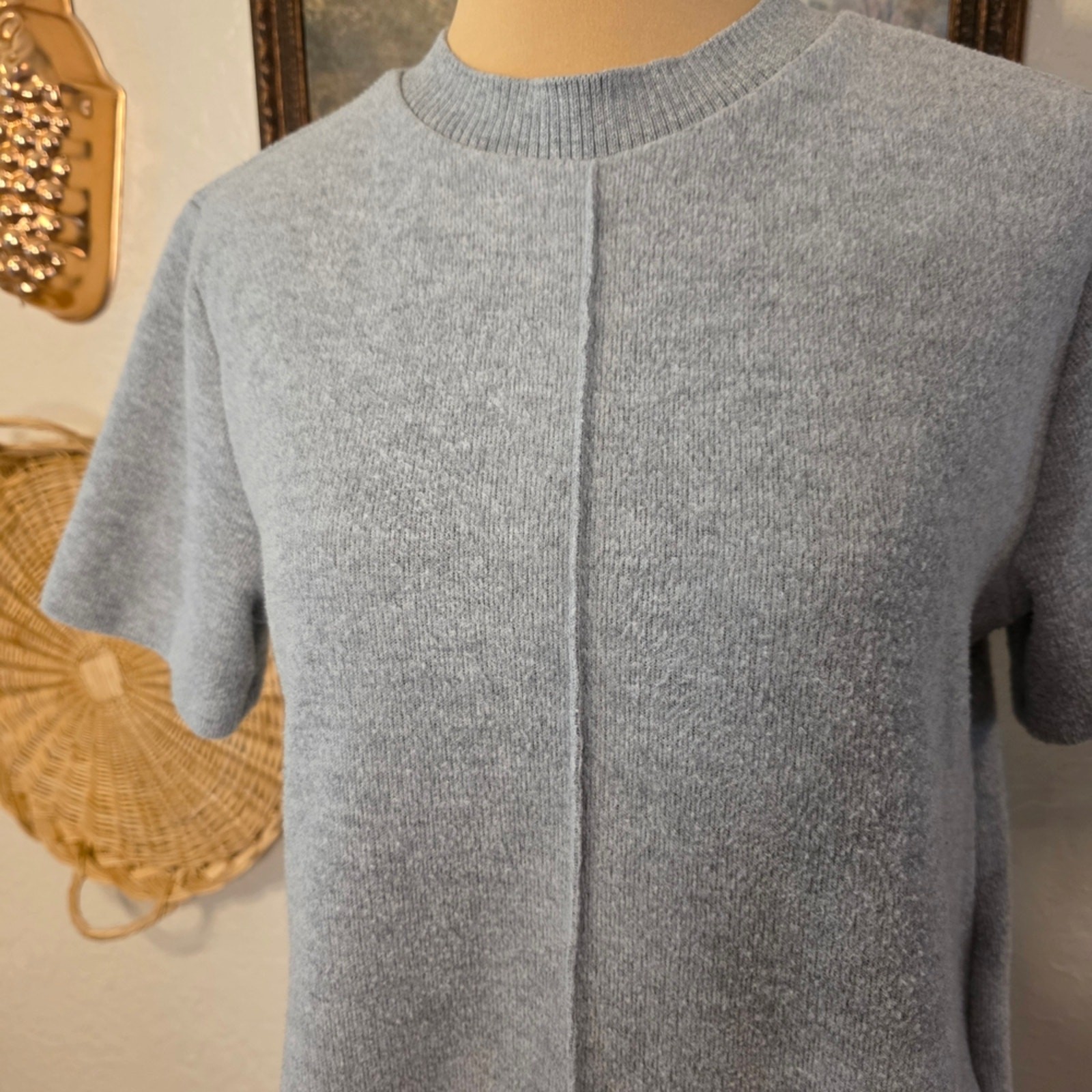 Steve Madden S Gray Short Sleeve Shift Sweater Dress