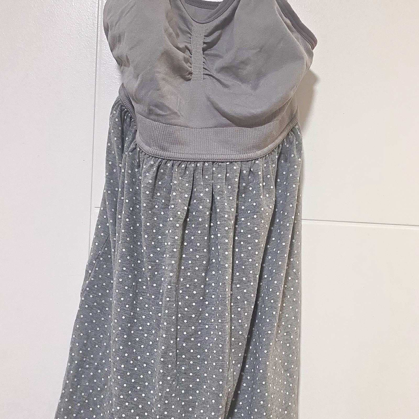 Motherhood Maternity Gray/White Polka Dot Spaghetti Strap Maxi Dress Size S