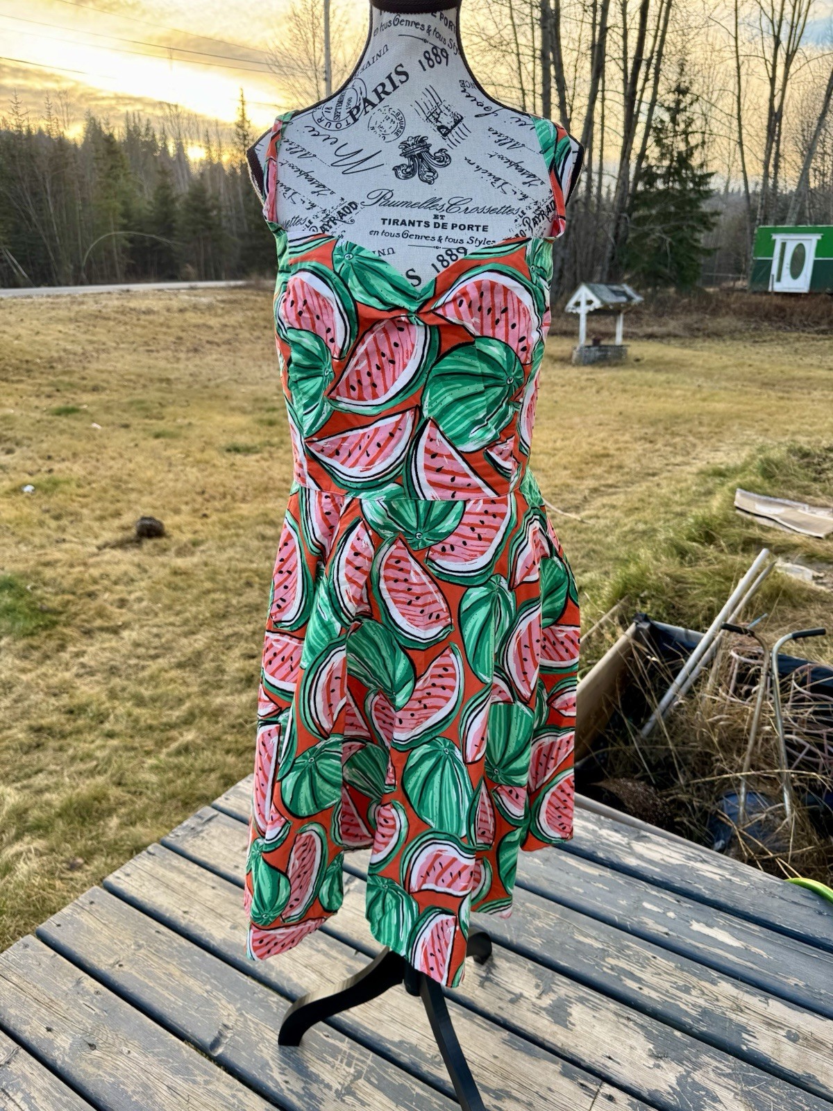 Hell Bunny Pin Up Dress Mini Watermelon Patterned Pockets 50’s Retro