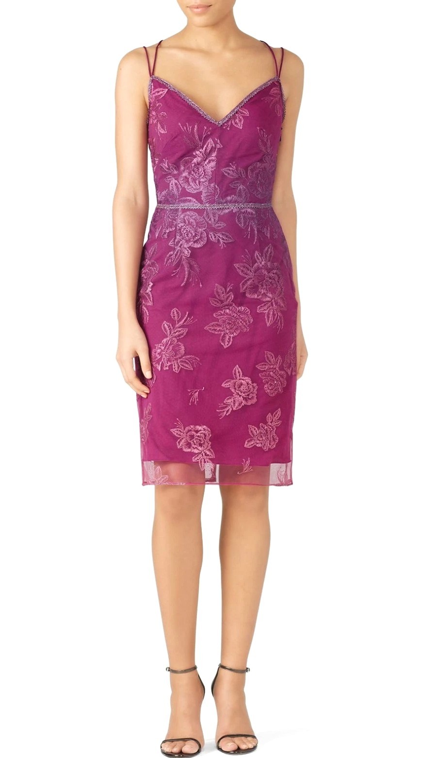 Marchesa Notte Ombre Lace Midi Dress Fuschia Pink Sz 16 $698 Event Party Wedding