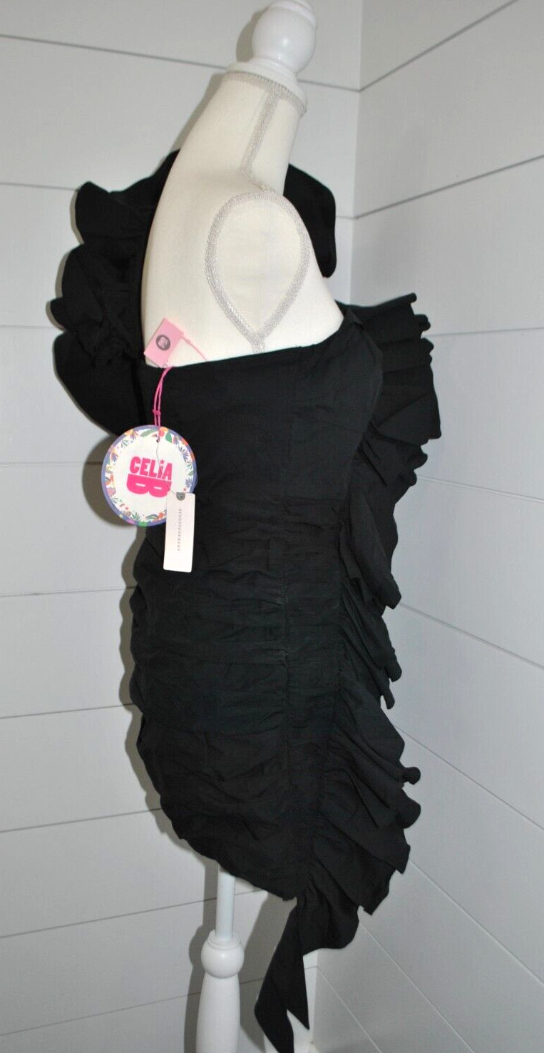 CELIA B Anthropologie KAIA Ruffle Black Mini Dress size M NWT $399 SOLD OUT