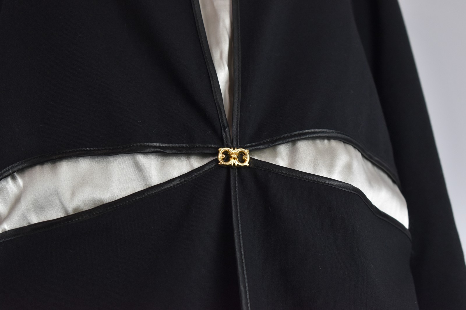 Roberto Cavalli Class Sz 16 Black White Long Sleeve Cocktail Sheath Dress Italy