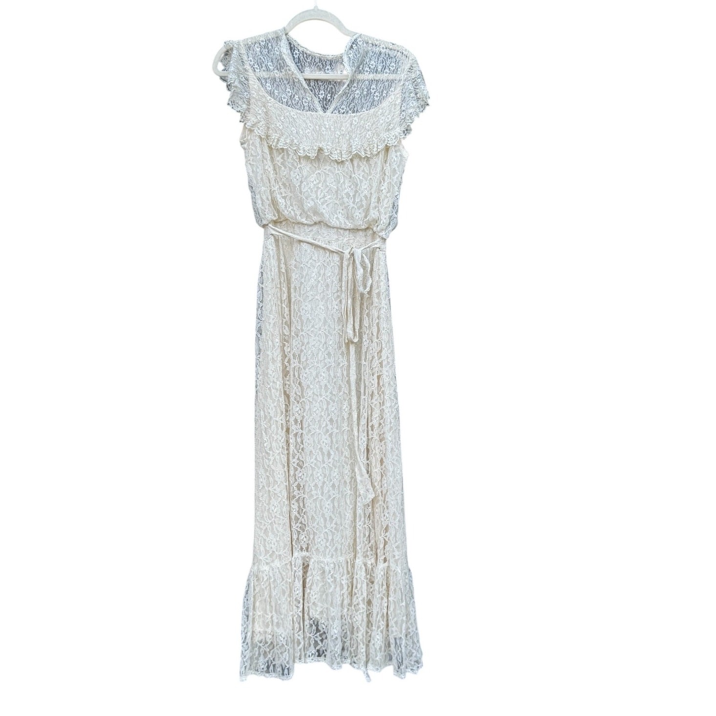 GUNNE SAX by JESSICA San Francisco Cream Lace Maxi Dress Size Estimate (6)