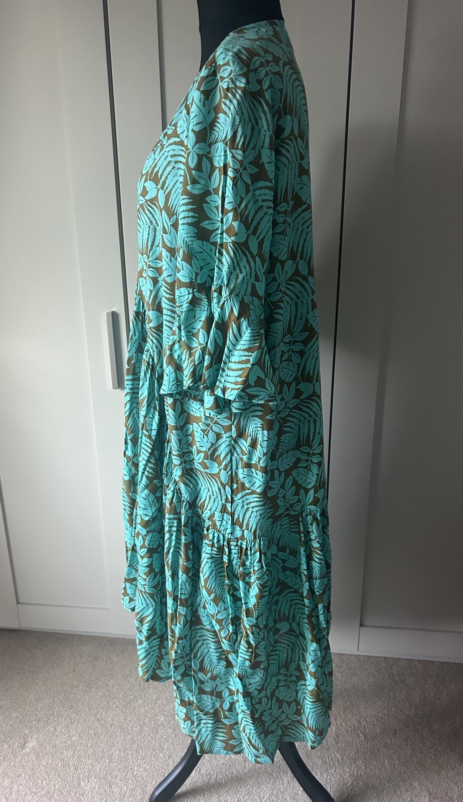 Turquoise & Brown Floaty Dres. One Size. Excellent Condition. Never worn