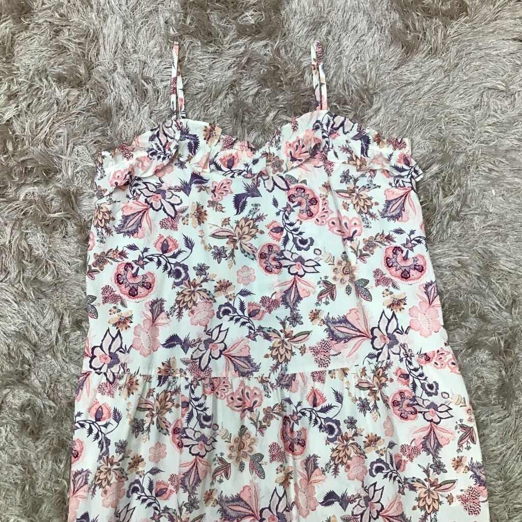 Who What Wear Womens Sundress Multicolor Floral Tiered Midi Coastal M New