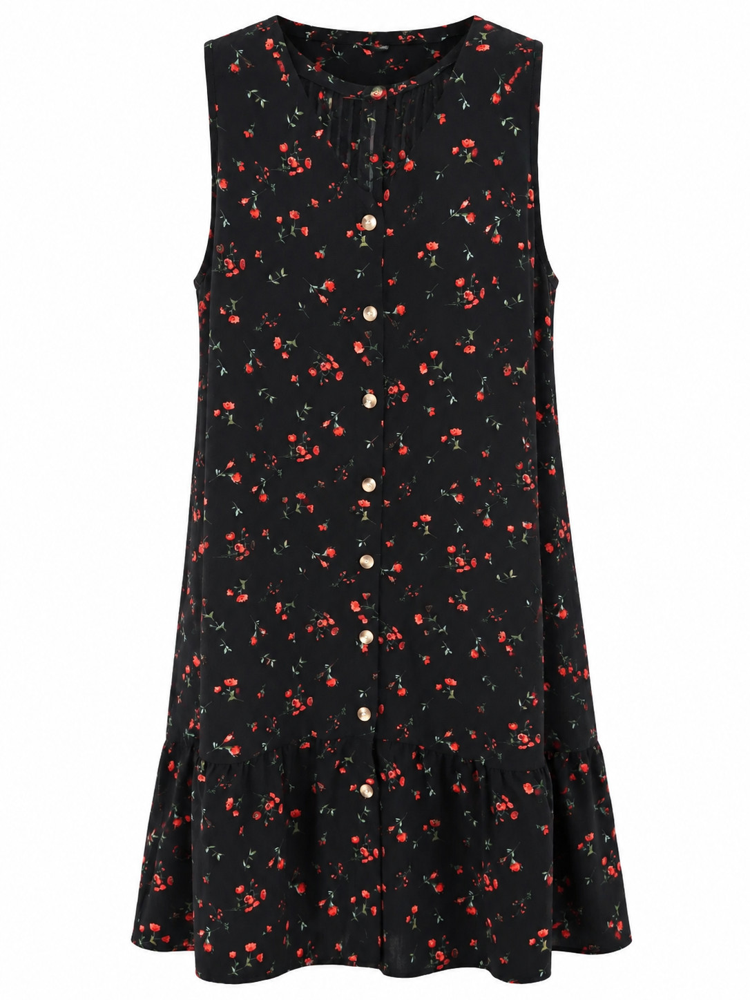 Shein Curve Floral Dress Size 4xl/20 Button Fastening Front Sleeveless Summer