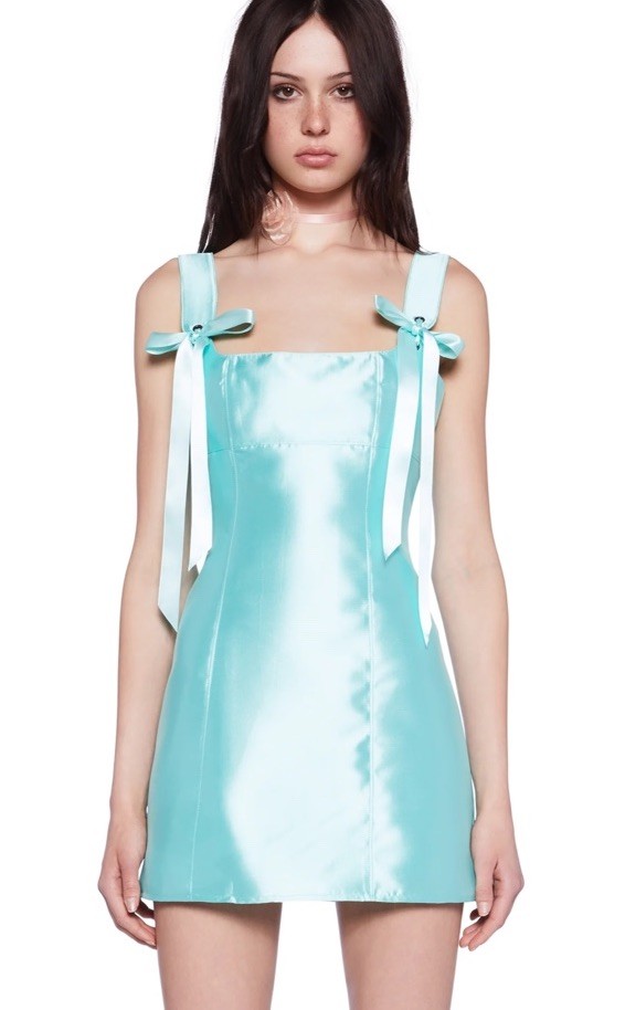 Current Mood Dolls Kill Womens Pixie Starbust Aqua Taffeta Mini Dress, Size XXS