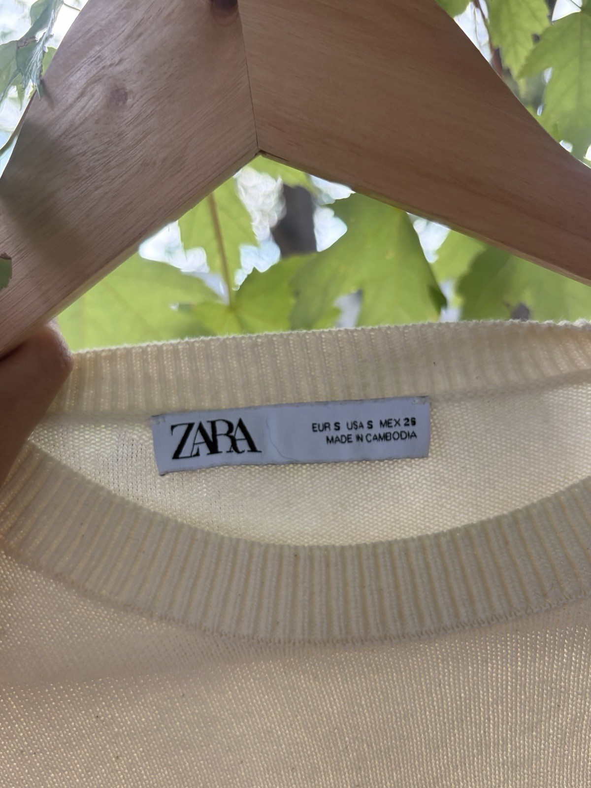 Zara Cream 100% Cotton Knit Maxi Sweater Dress Long Sleeve Crew Neck S