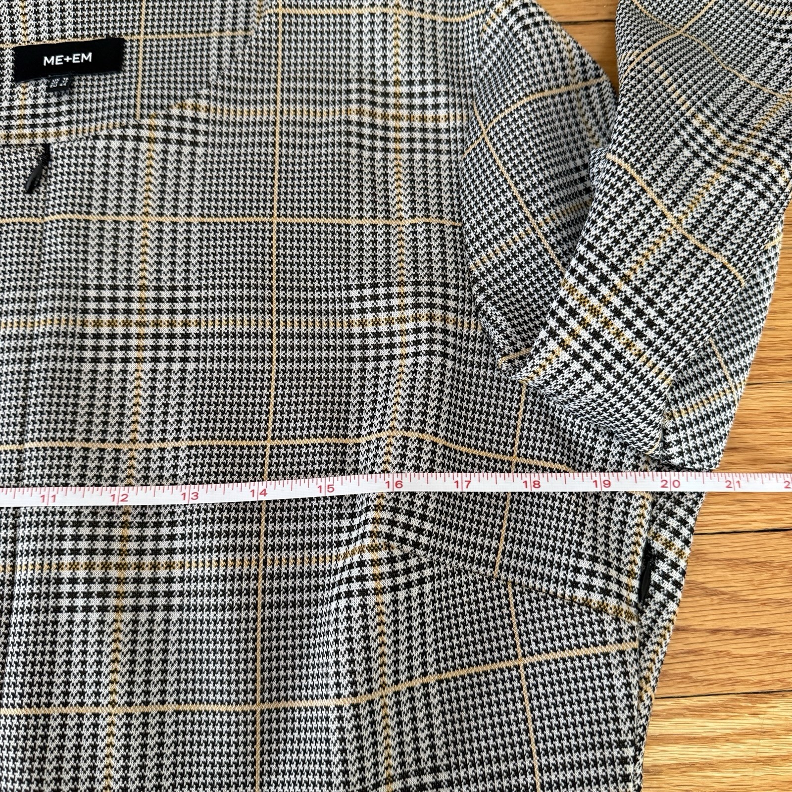 ME + EM Houndstooth Plaid Bracelet Sleeve Fit & Flare Dress US 12 Academia