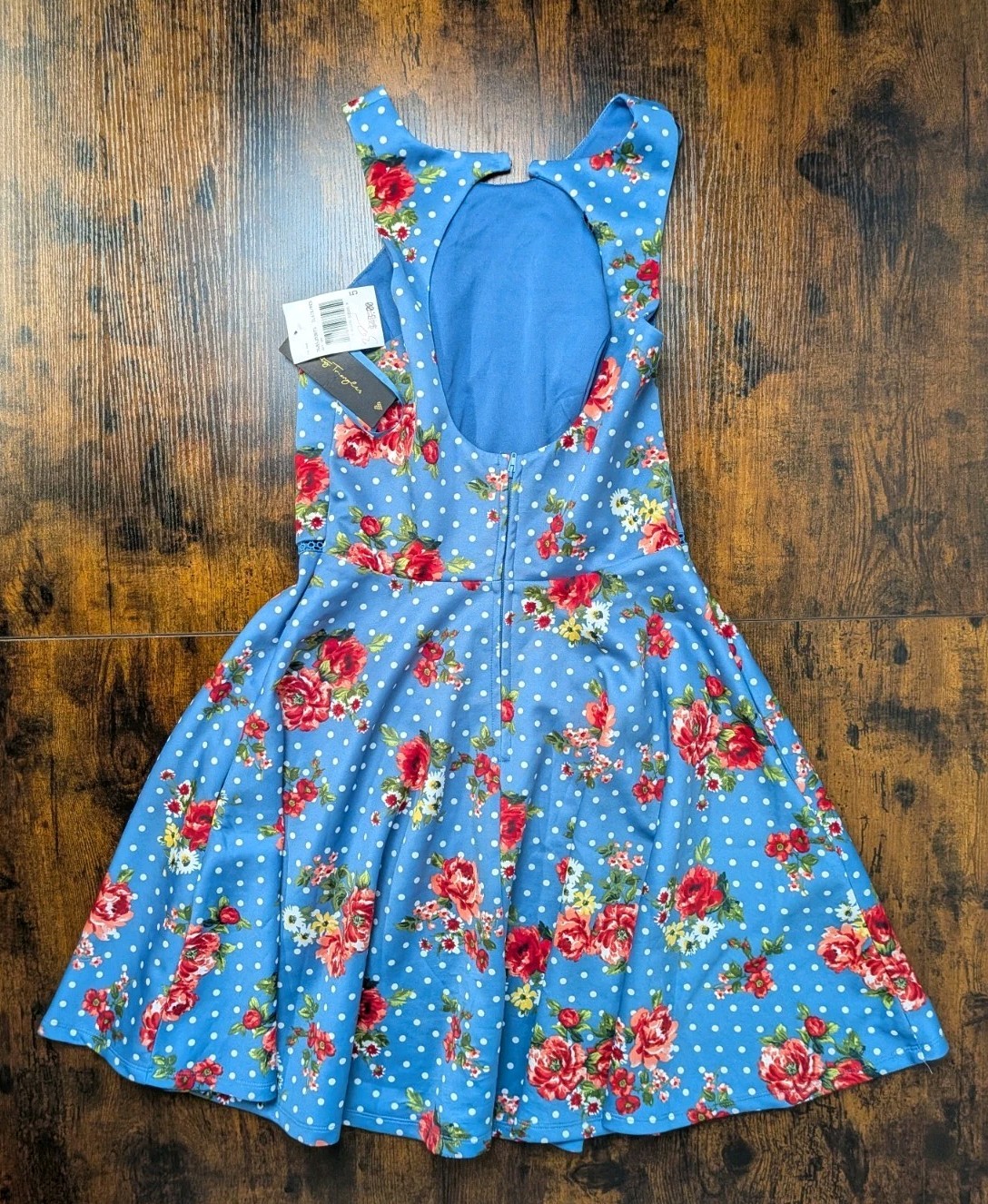 City Triangles Floral Dress Size 5 Juniors Summery Women Blue Polka Dots NWT