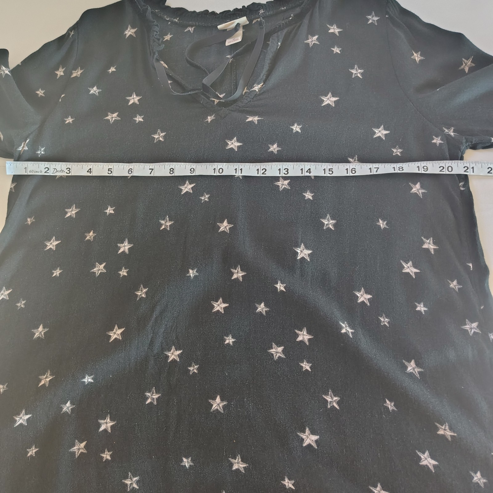 Mossimo Mini Shift Dress M Black Celestial Stars Ruffle Velvet Trim Witchy Goth