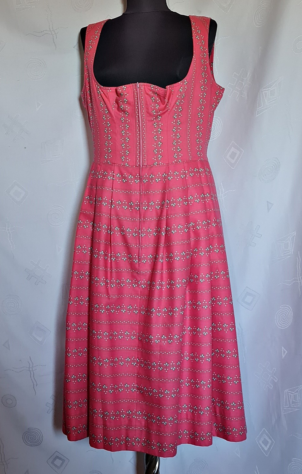 DRESS VINTAGE KOBLER TRACHTEN TYROL OKTOBERFEST DIRNDL PINK WOMENS US 12 EU 40