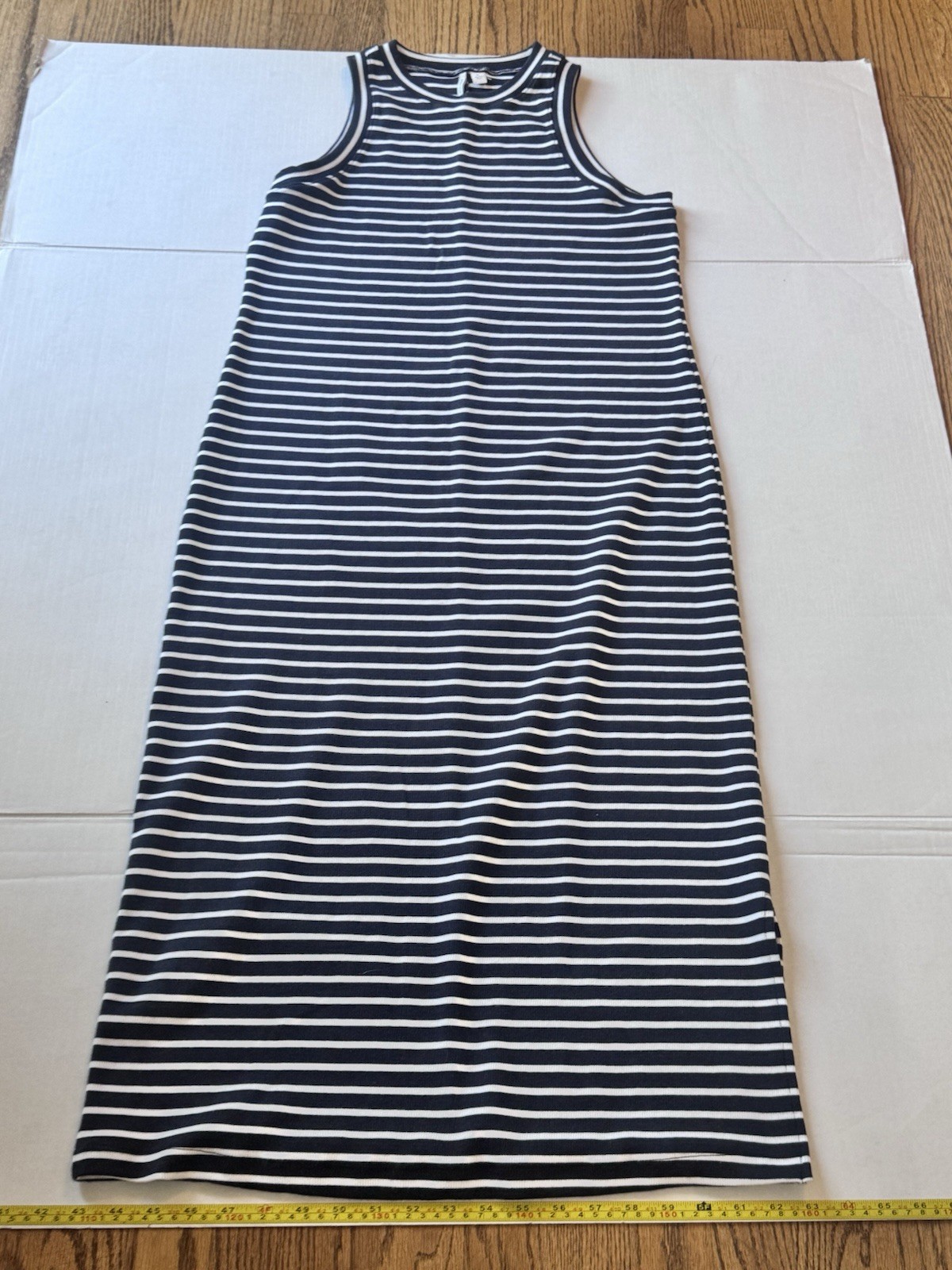 Nordstrom Women’s Size Small Stretch Cotton Ribbed Tank Dress Navy Striped