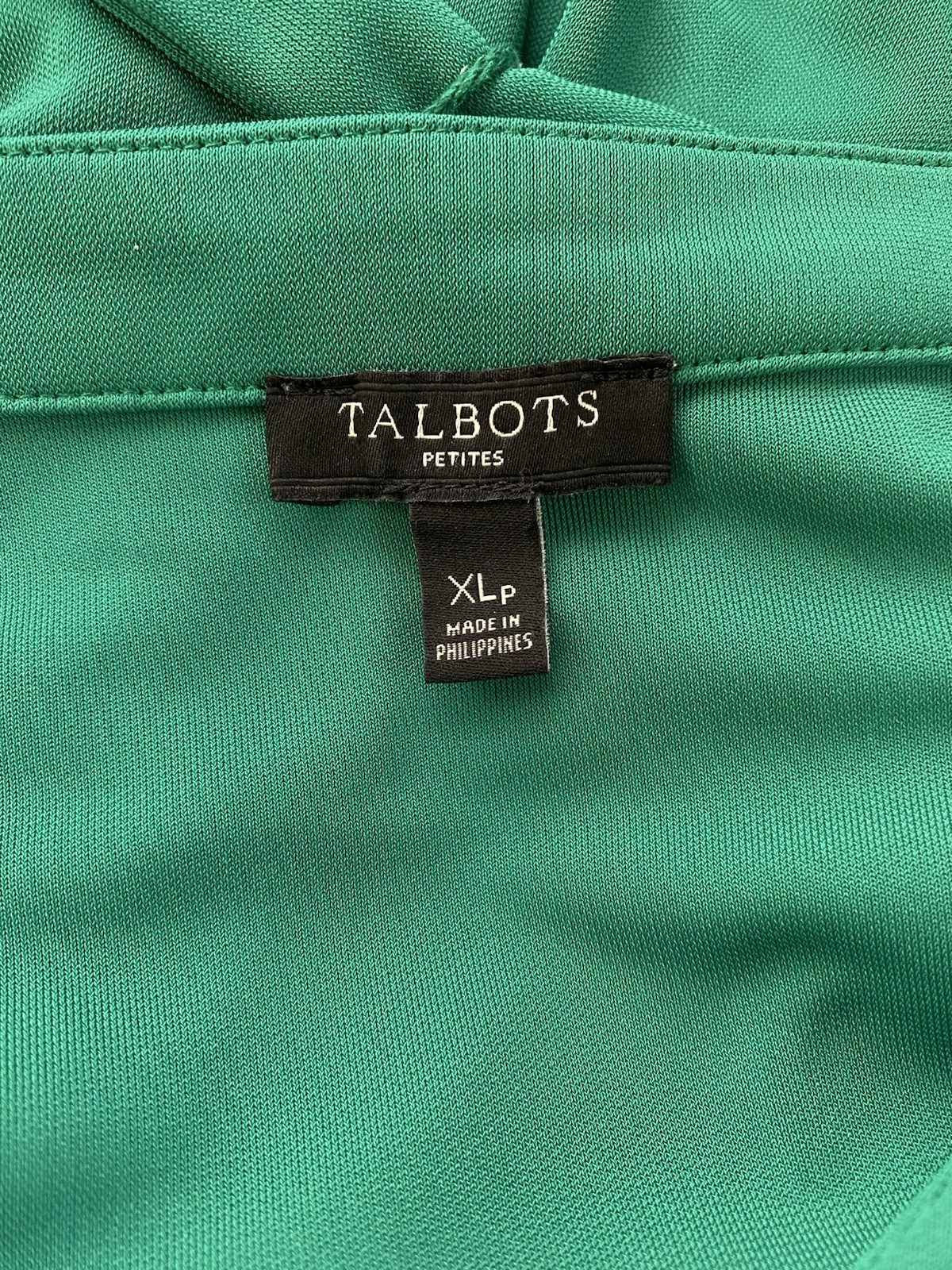 Talbots Size XLP Teal Green Stretch Jersey Knit Faux Wrap Dress 14P 16P Petite