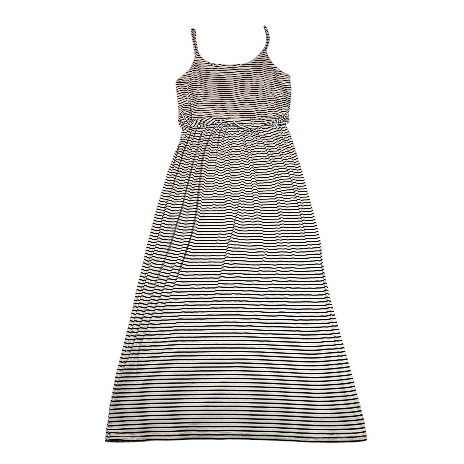 Women’s Sleeveless Stripe Jersey Knit Maxi Dress Size XS Casual Coastal Boho
