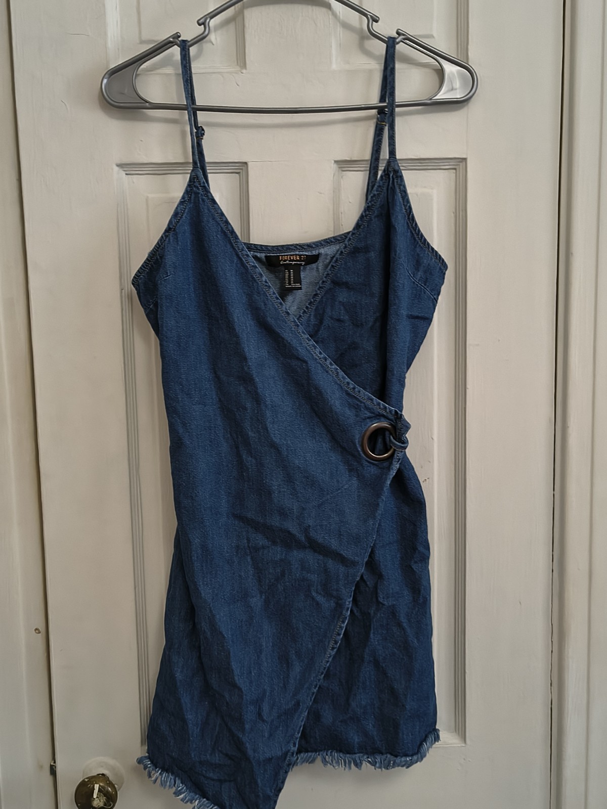 Forever 21 Denim Wrap Jeans Y2K Hip Hop Dress Mini M Junior Women E6