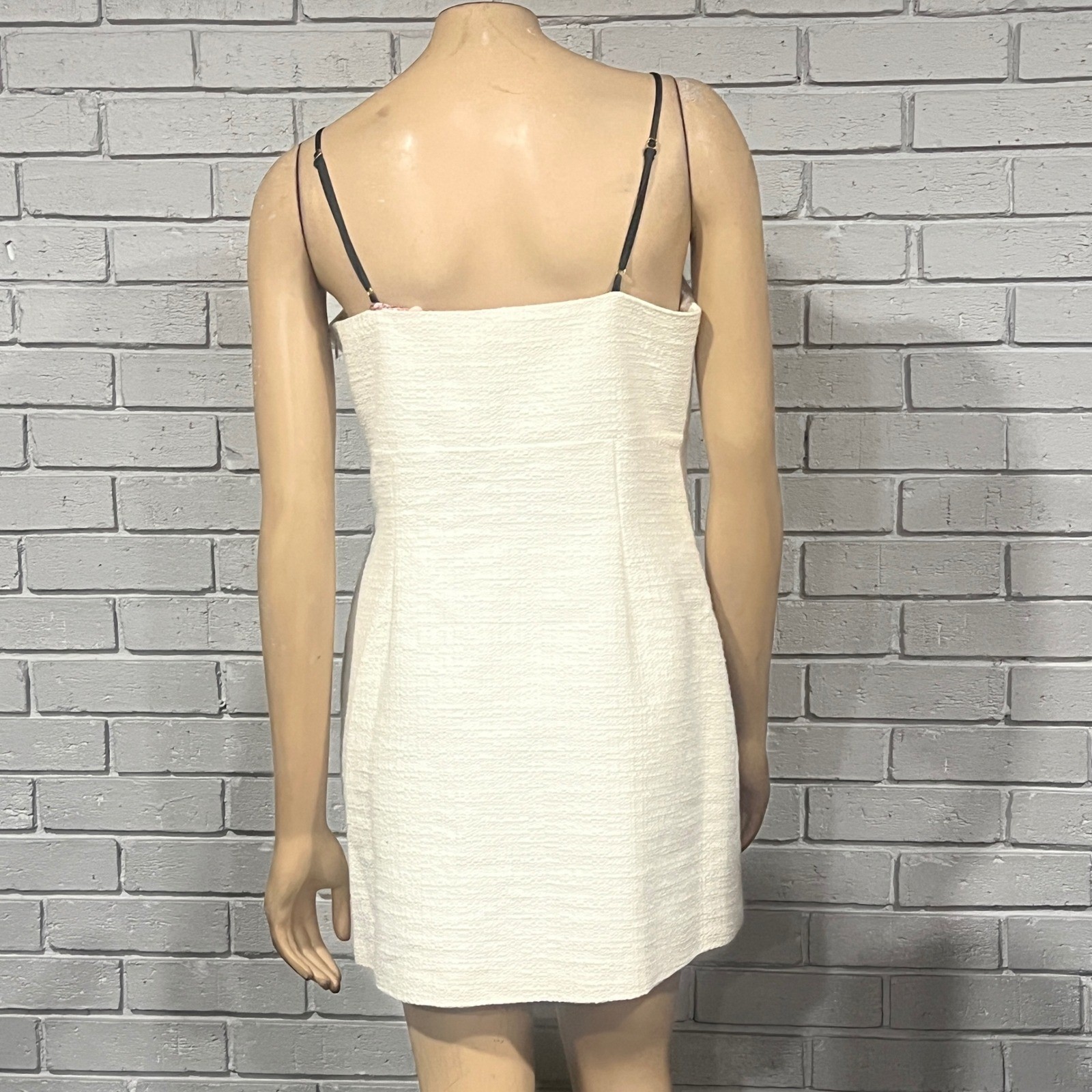 LoveShackFancy Adelaide Dress Cream Black Bow Mini Sweetheart D2432-2004 Size 12
