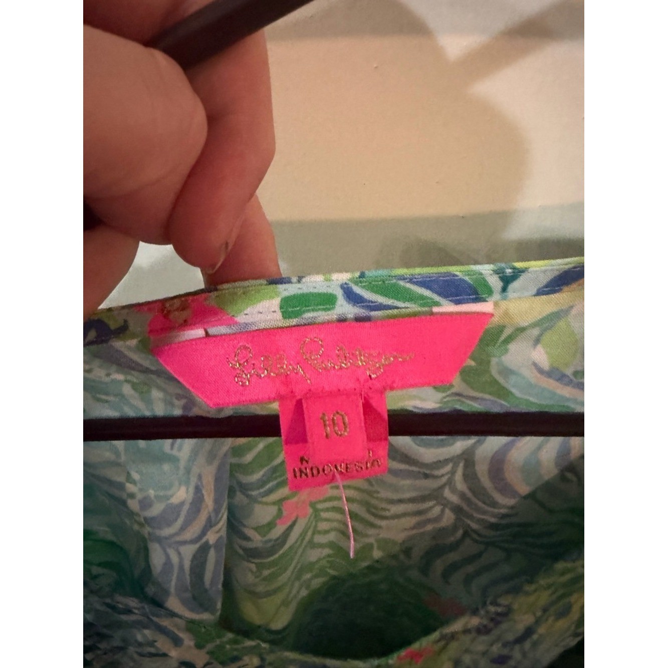 Lilly Pulitzer Danika Tunic Dress Size 10 Green Tropical Bell Sleeve Costal