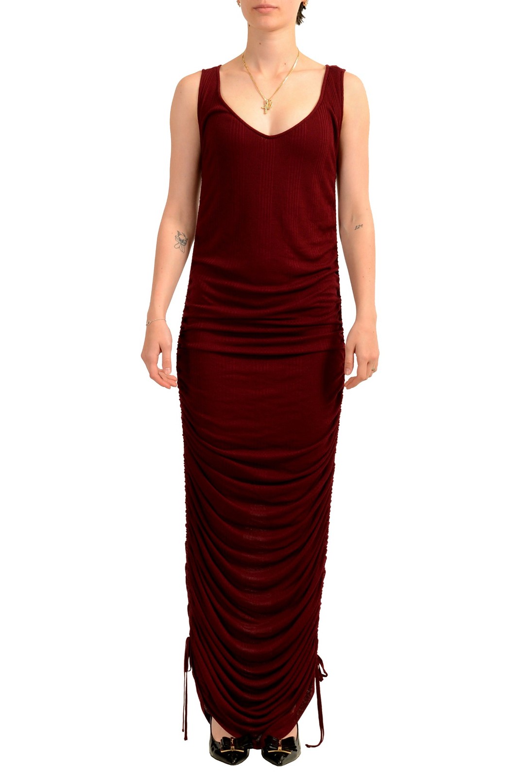 Scuderia Ferrari Women’s Cherry Red Stretch Bodycon Long Dress US M IT 42