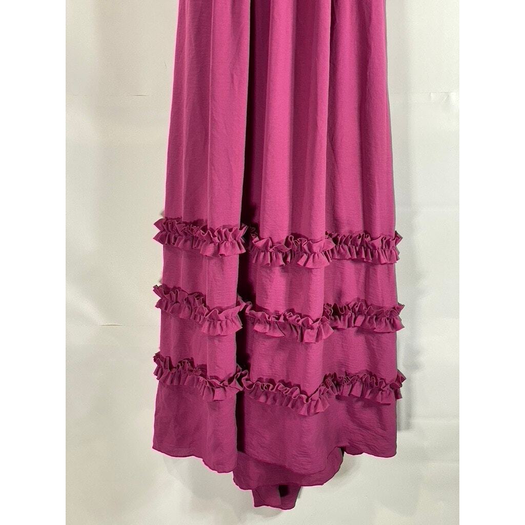 CIDER Women’s Violet Solid Shirred Smocked Bodice Halter Maxi Dress SZ M(US6)