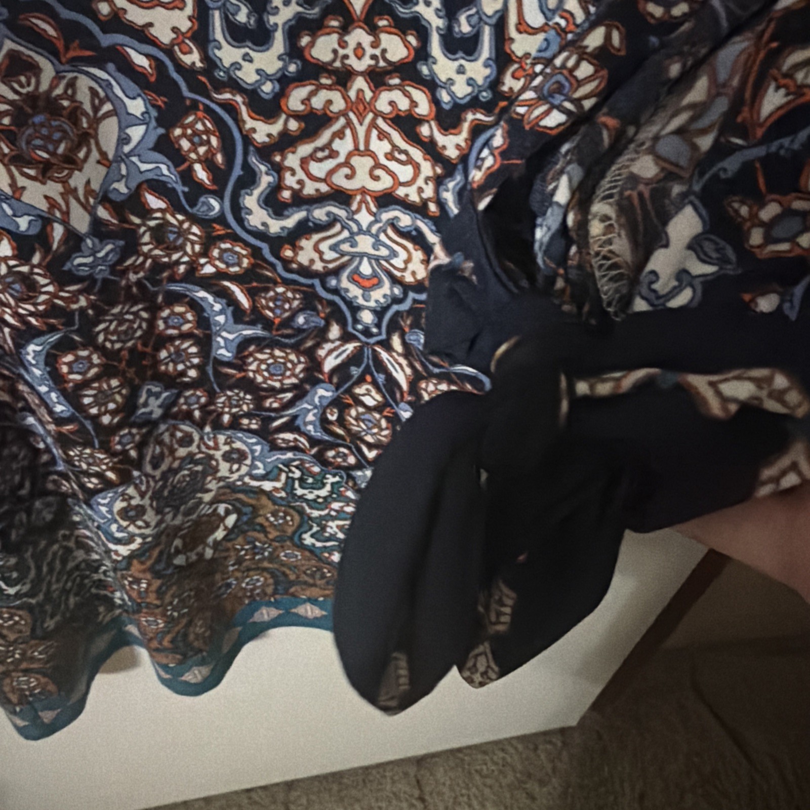 Max Edition Dress M multicolor print open long sleeve tie at cuff