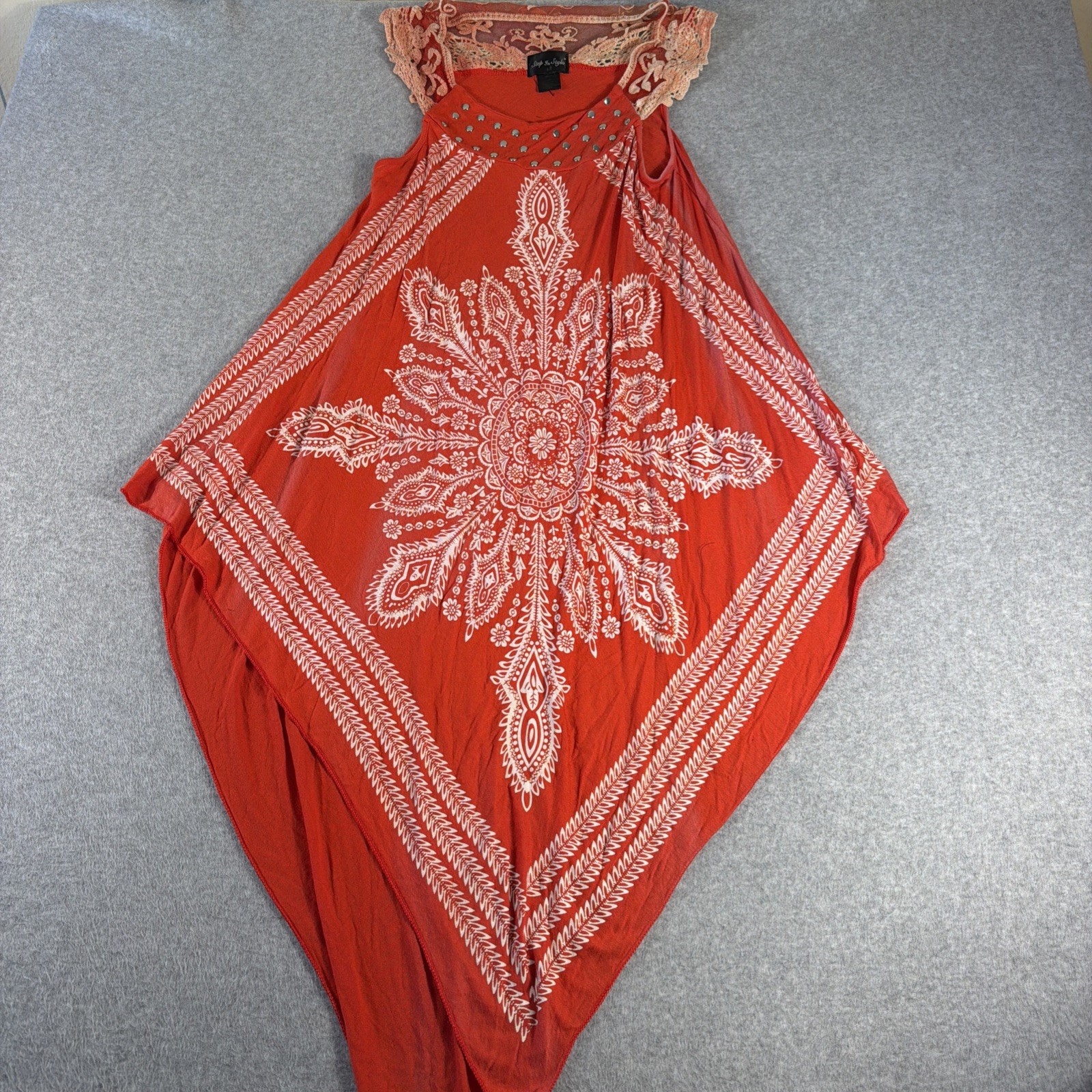 Step In Style Hankerchief Style Dress, Deep Orange, Summer Dress, Size L
