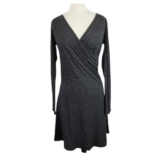 Prana Nadia Dress Grey Wrap Long Sleeve Size Small