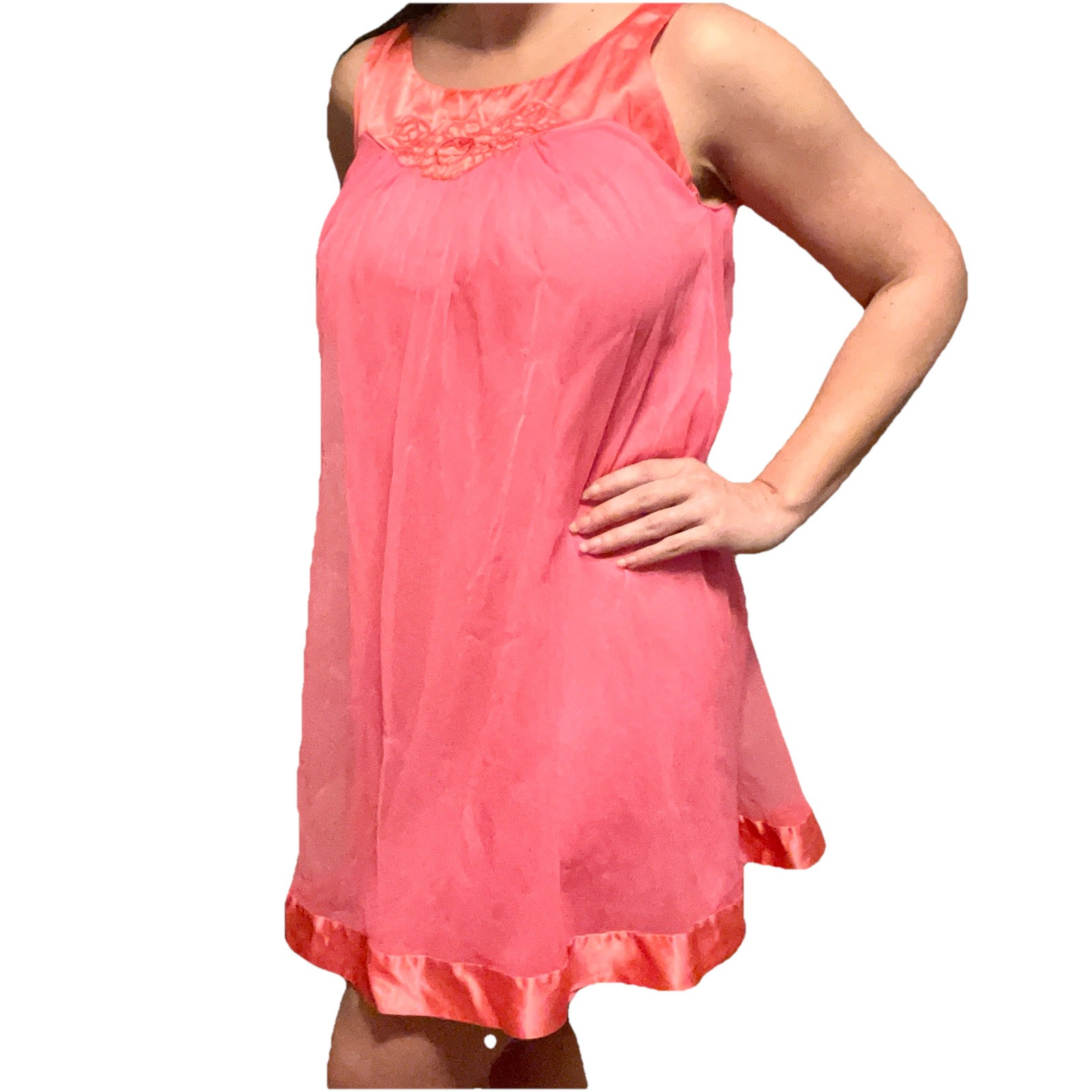 Babydoll Dress vintage pink ditsy dainty sundress NO Size Tag- See Pics