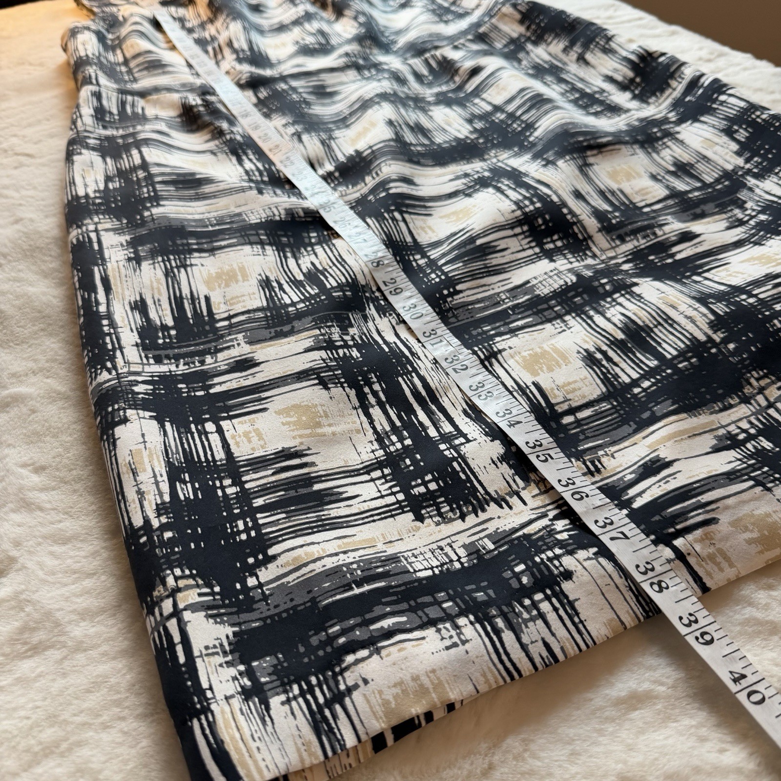 Pendleton 100% Silk Career Dress Abstract Ivory Black Gray Tan Women’s 16
