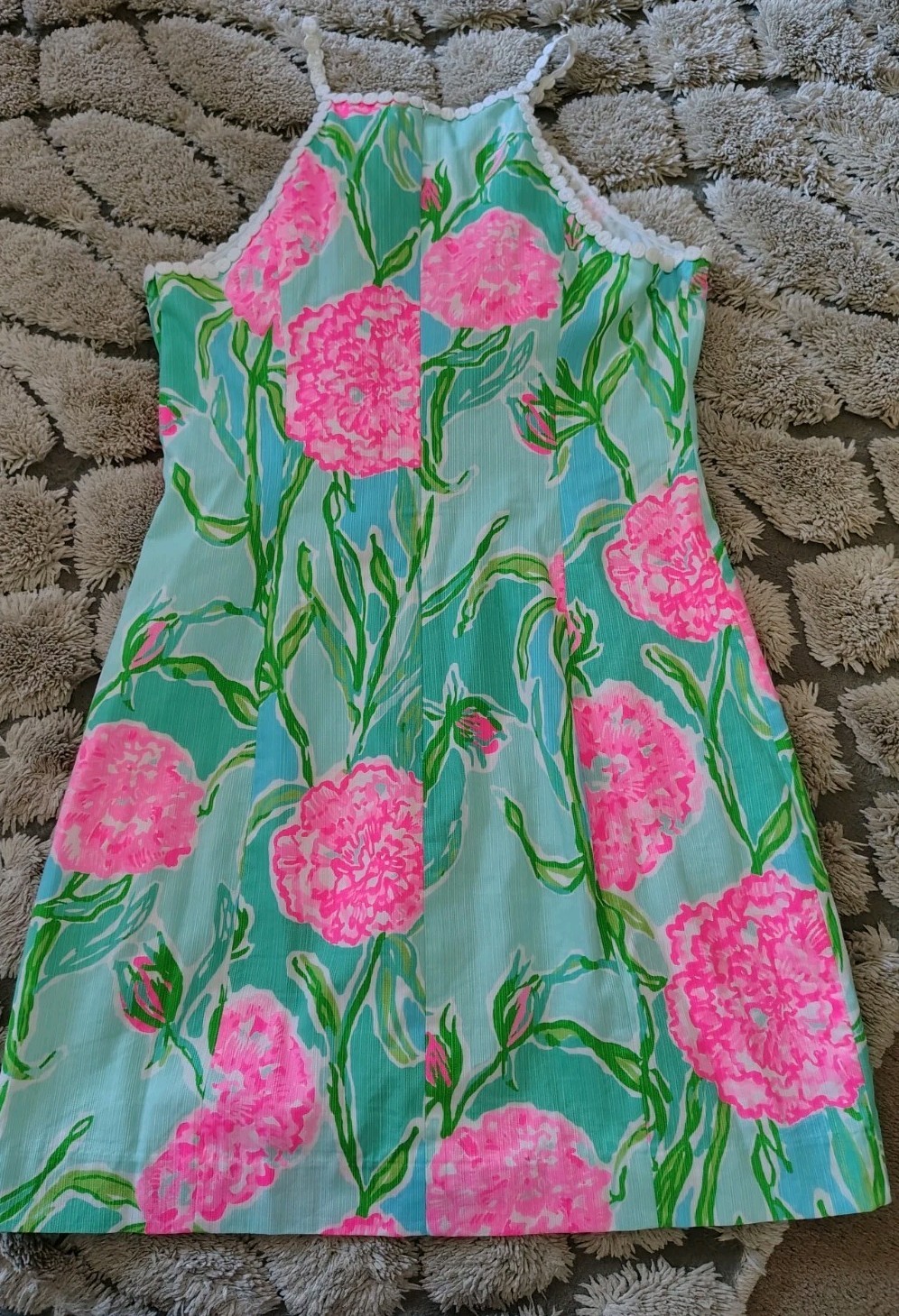 Lilly Pulitzer Pearl Shift Dress Size 6 Poolside Blue Crochet Lace Neck