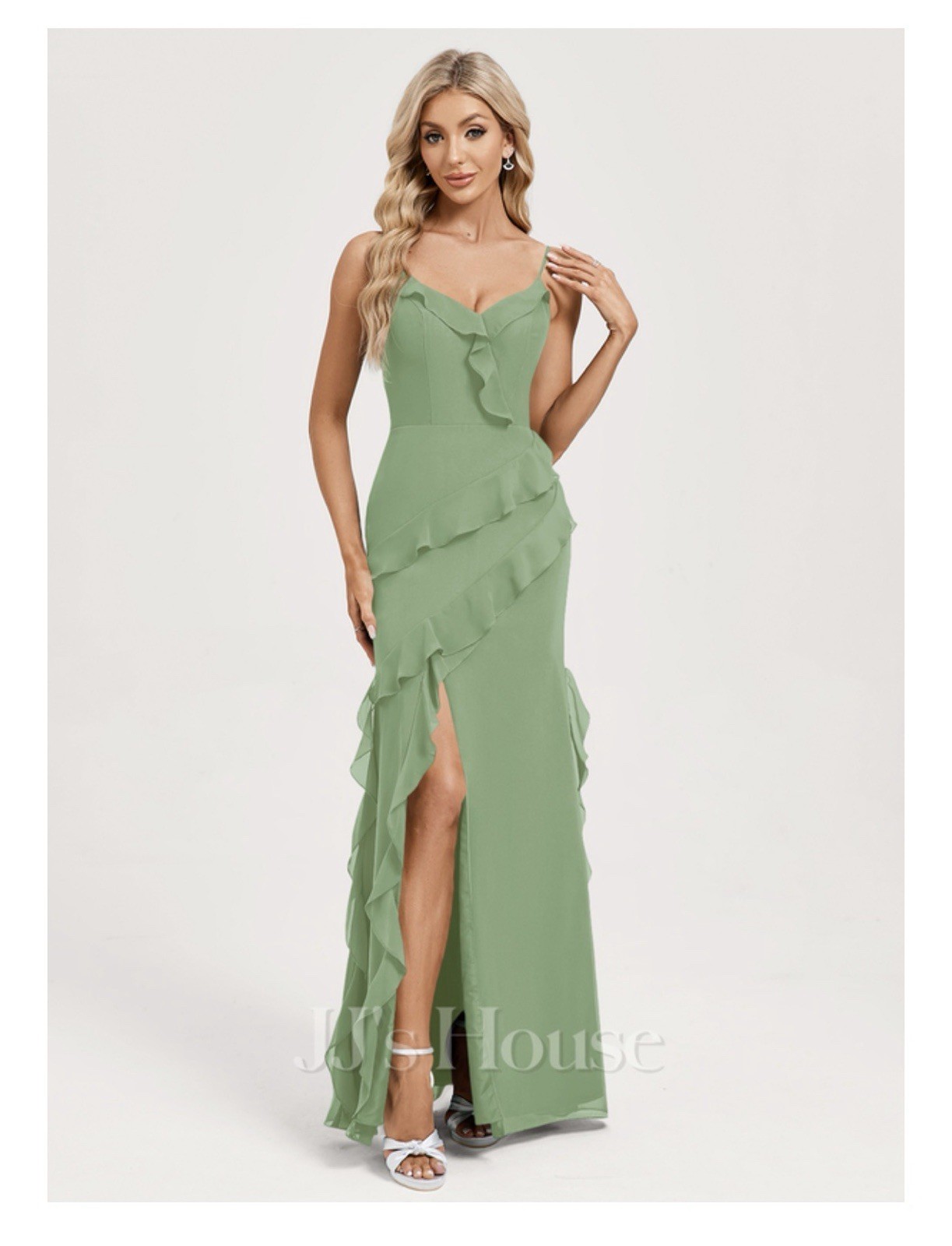 Trumpet/Mermaid V-Neck Floor-Length Chiffon Bridesmaid Dress Basil One Size