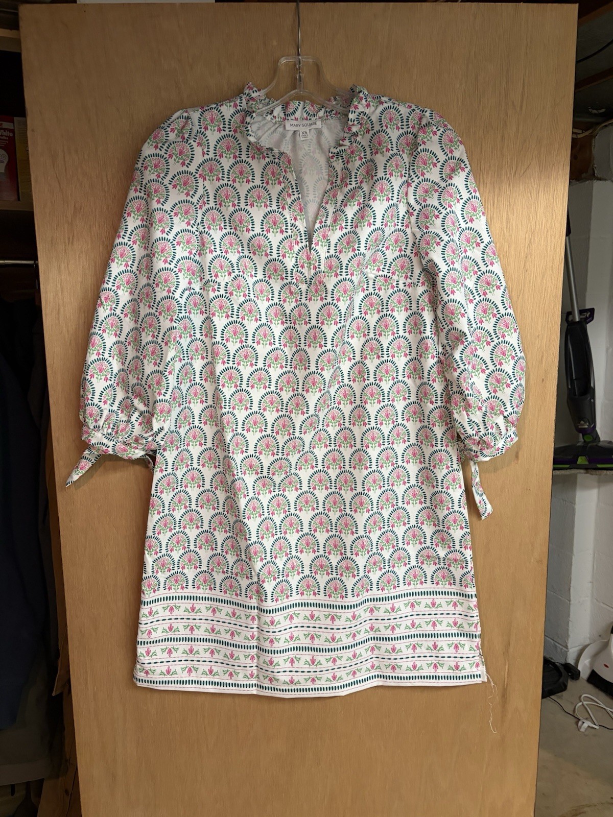 Marie Square XS Floral Tunic Dress Pink And White
